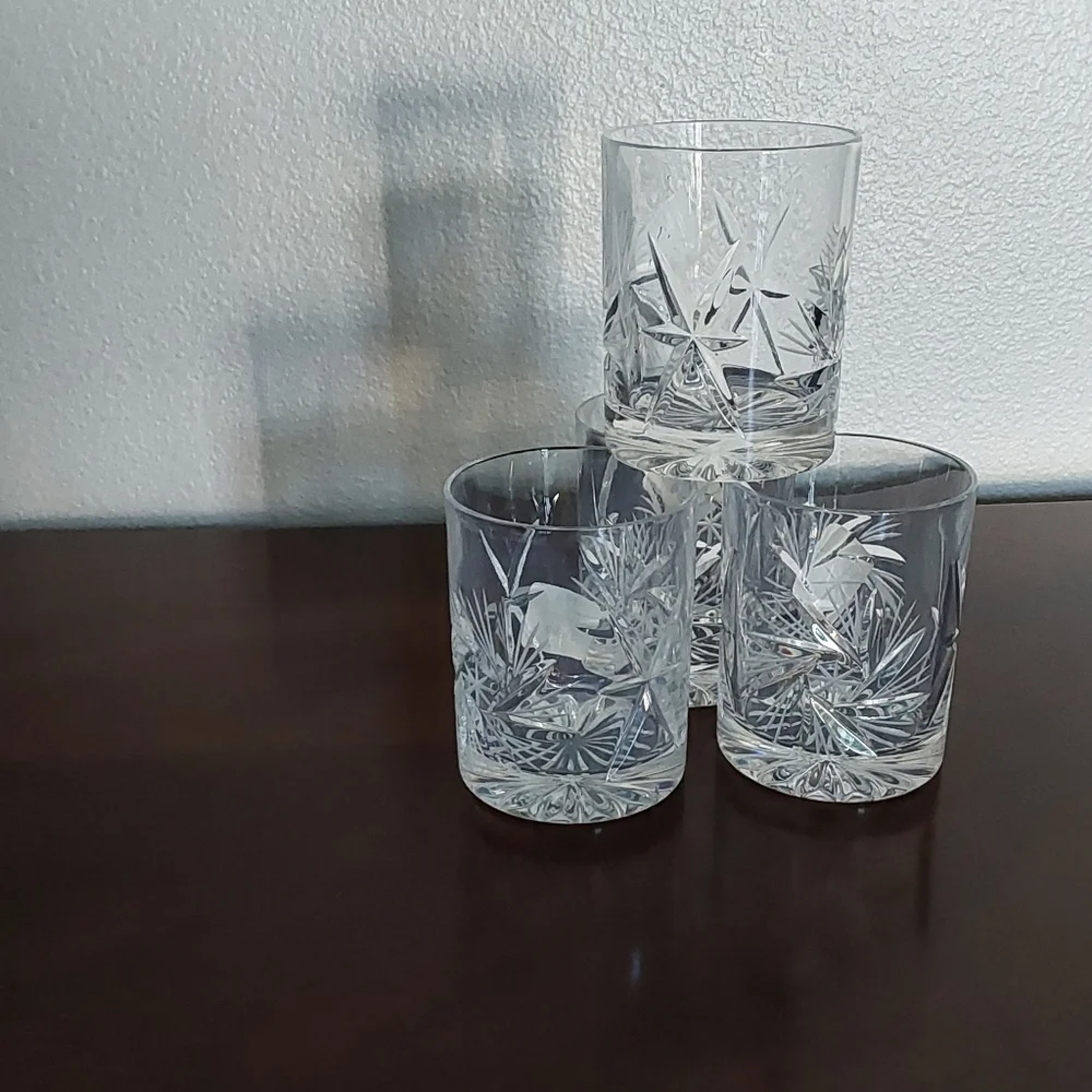 Crystal Clear Glass Tumbler Old Fashion‎ 8 Ounces Whisky Rocks Set Of 4